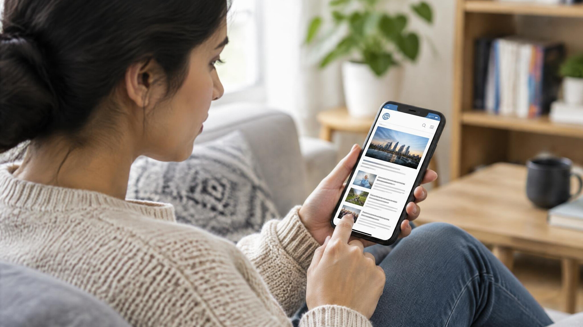 person checking phone news