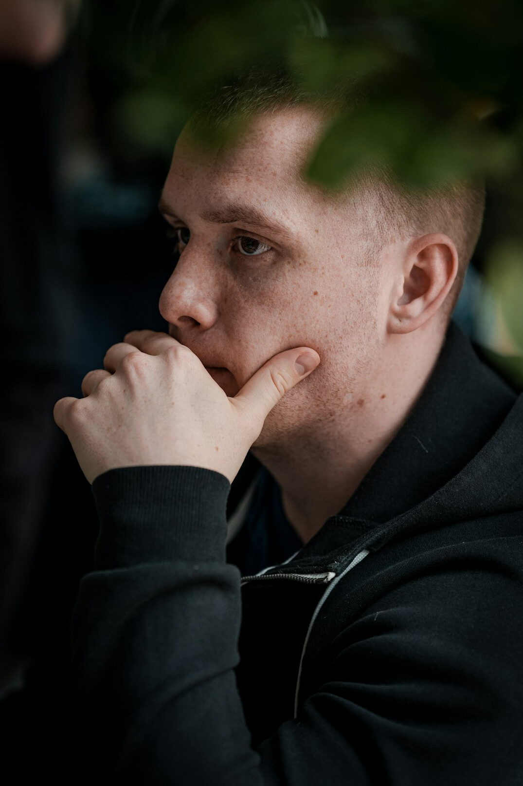 person making thoughtful decision