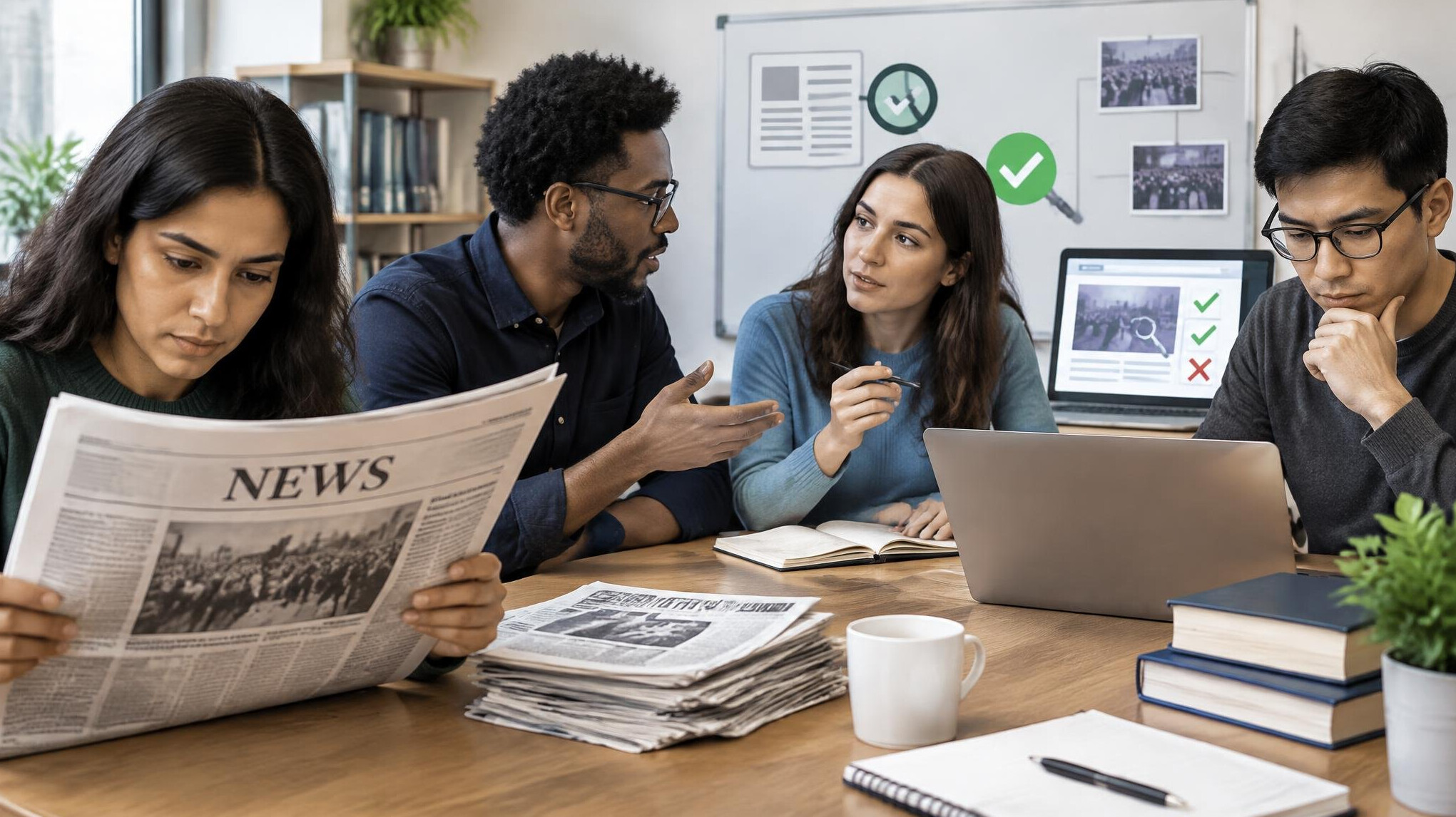person reading newspaper