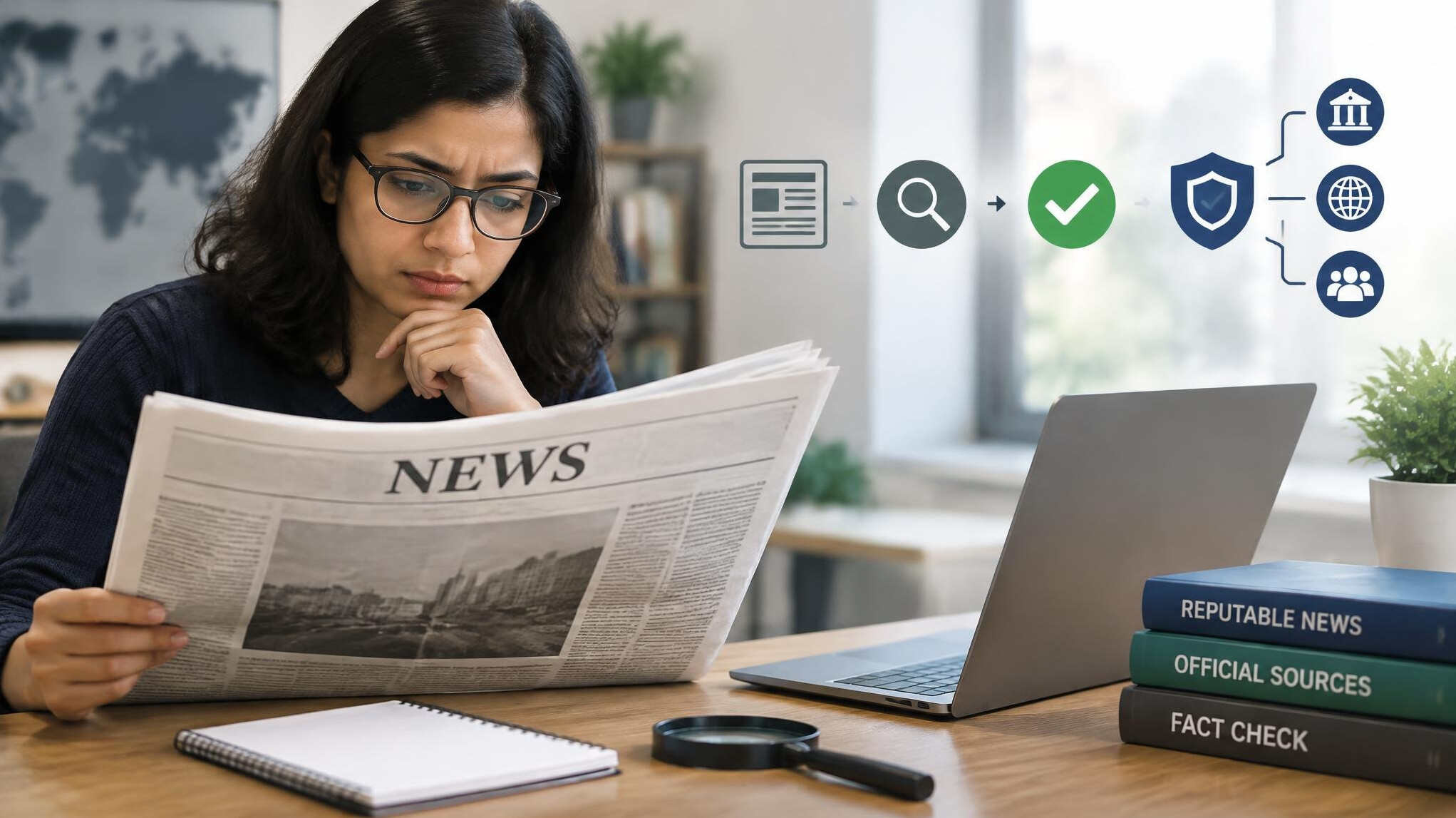 person reading newspaper