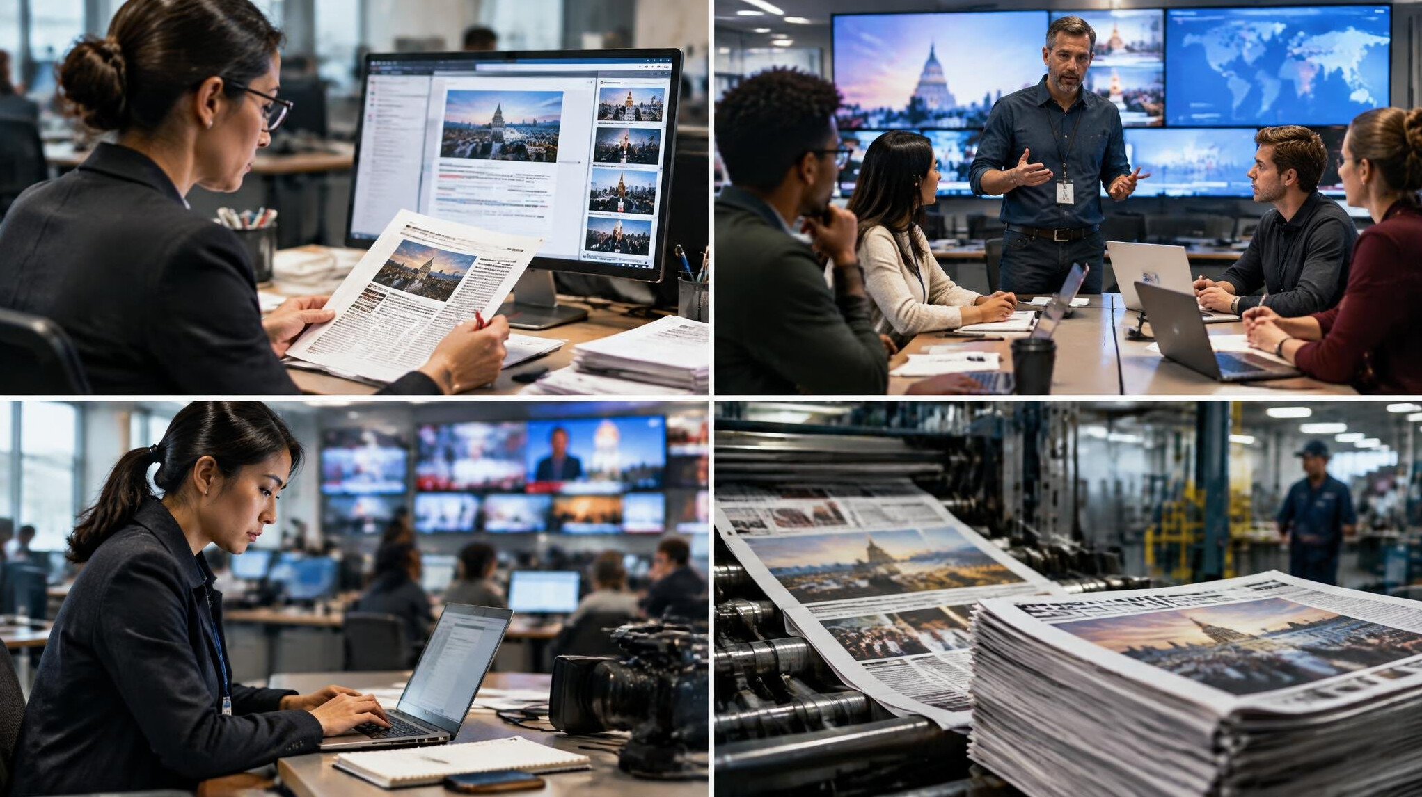 news editor reviewing stories
